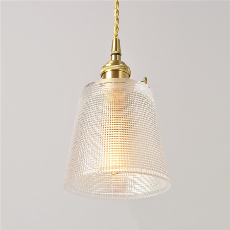 Suspension moderne en verre transparent à 1 ampoule en forme de cloche dorée avec interrupteur métallique