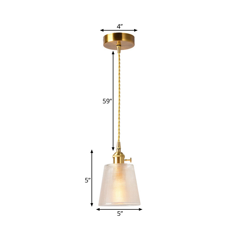 Suspension moderne en verre transparent à 1 ampoule en forme de cloche dorée avec interrupteur métallique
