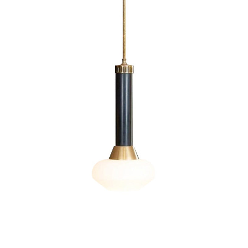 Modernist Black Opal Frosted Glass Bedside Pendant Lamp