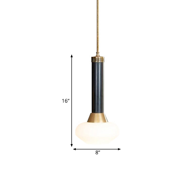 Modernist Black Opal Frosted Glass Bedside Pendant Lamp