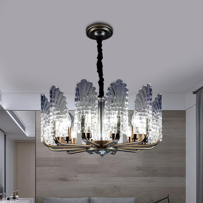 Contemporary Crystal & Metal Chandelier Lighting - Brass Finish, 8/9/10 Lights