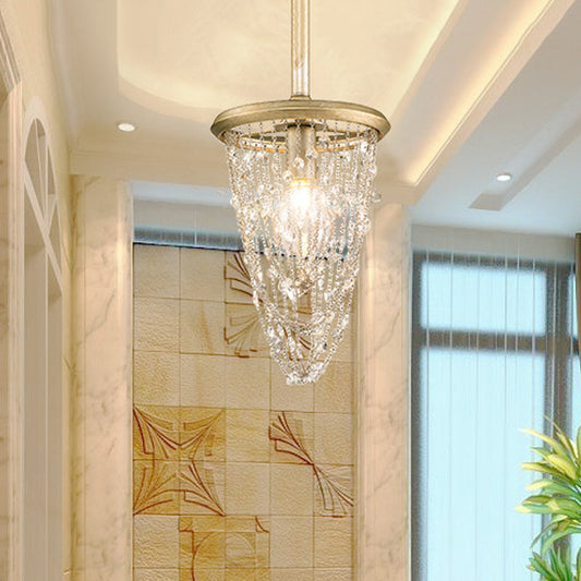 Gold Nordic Chandelier with Crystal Accent - Circular Metal Ceiling Light