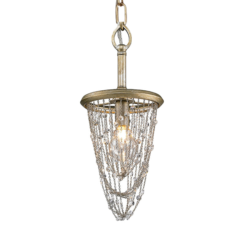 Gold Nordic Chandelier with Crystal Accent - Circular Metal Ceiling Light