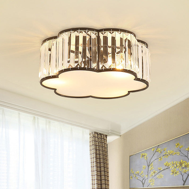Contemporary Black Crystal Cloud Flush Lamp with 3/4/5 Lights - Bedroom Flushmount Lighting