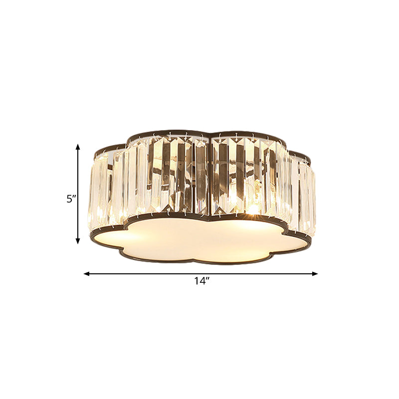 Contemporary Black Crystal Cloud Flush Lamp With 3/4/5 Lights - Bedroom Flushmount Lighting