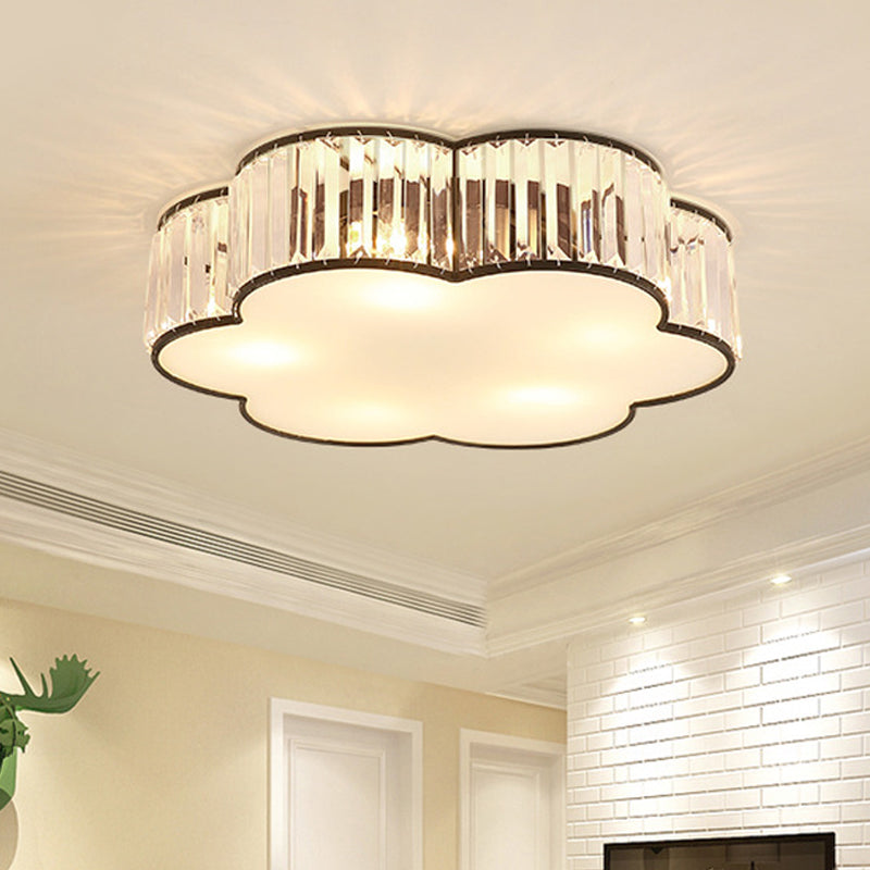 Contemporary Black Crystal Cloud Flush Lamp with 3/4/5 Lights - Bedroom Flushmount Lighting