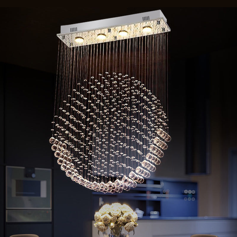 Modern Round LED Flushmount Dining Room Light in Nickel