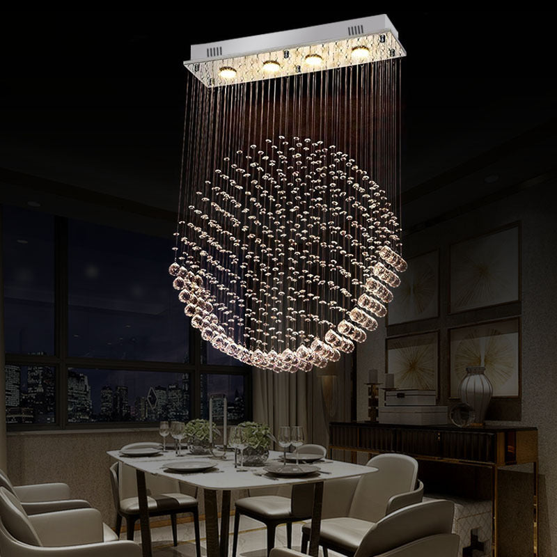 Modern Round LED Flushmount Dining Room Light in Nickel