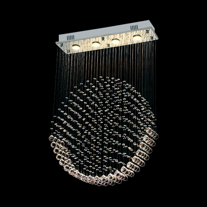 Modern Round LED Flushmount Dining Room Light in Nickel