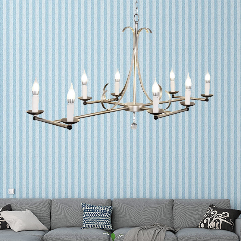 Metal Island Chandelier Light - Traditional Candle Shape 8 Bulbs Gold/Silver
