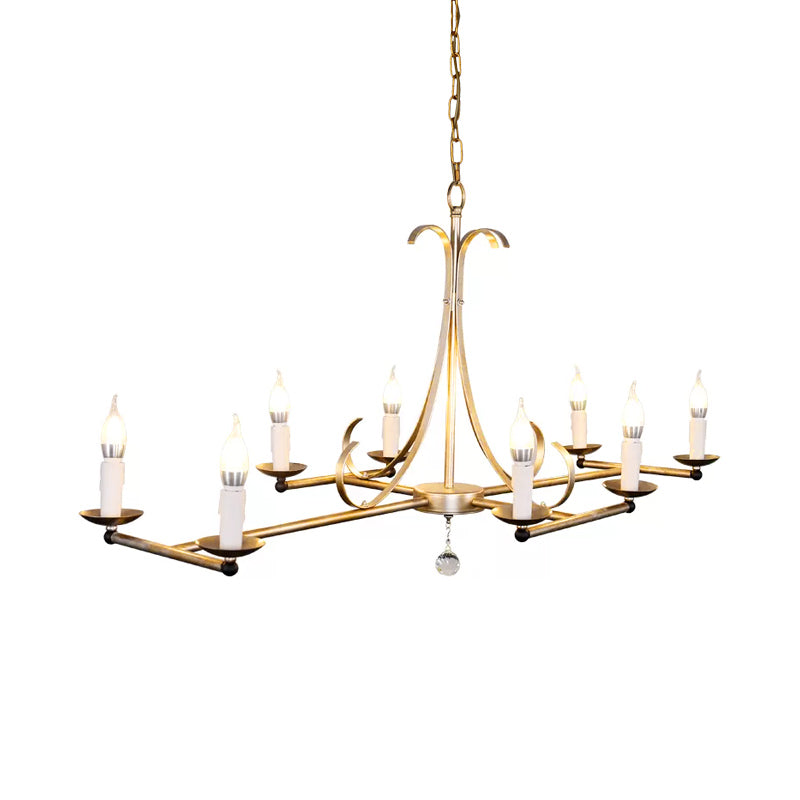 Metal Island Chandelier Light - Traditional Candle Shape 8 Bulbs Gold/Silver