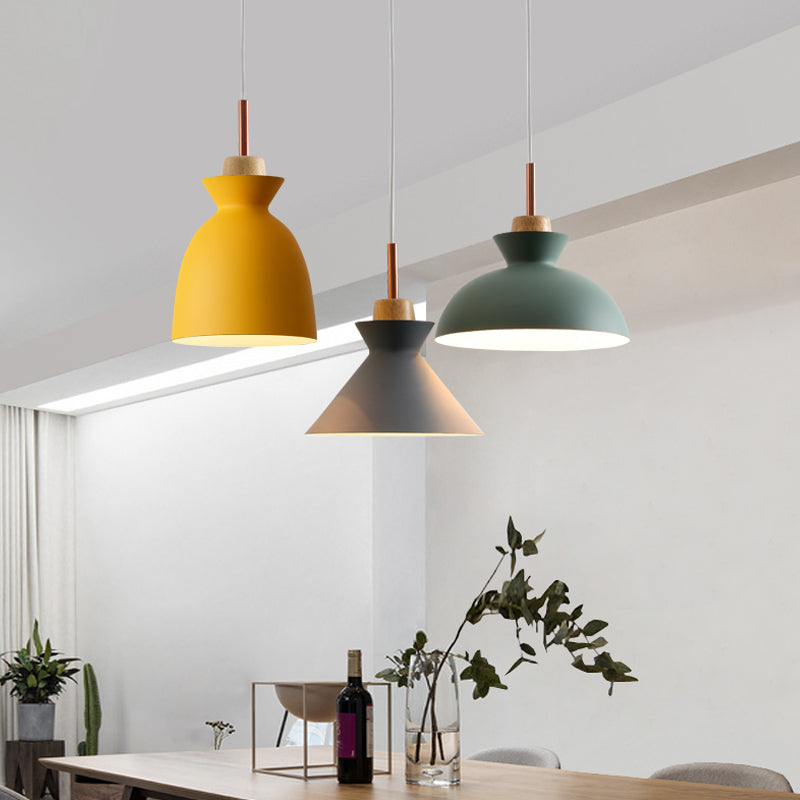 Modern Metal Pendant Light with Colorful Bowl Shade for Dining Table
