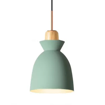 Contemporary Metallic Pendant Ceiling Lamp with Gray/White Bell Shade - Indoor Hanging Light (1 Bulb)