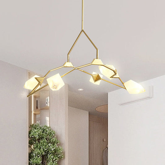 Modern Black/Gold Chandelier With Branching Design Shades - Elegant 5/8 Lights Dining Room Ceiling