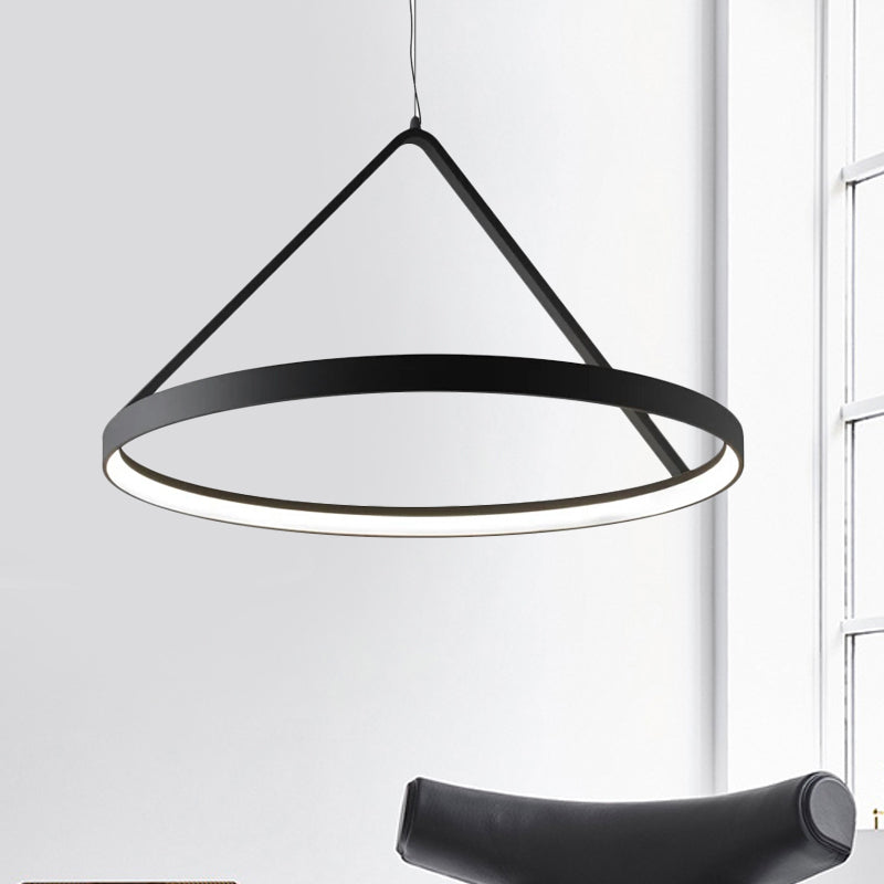 Suspension ronde minimaliste en acrylique, plafonnier à LED (16"/19,5"/23,5"), noir/blanc