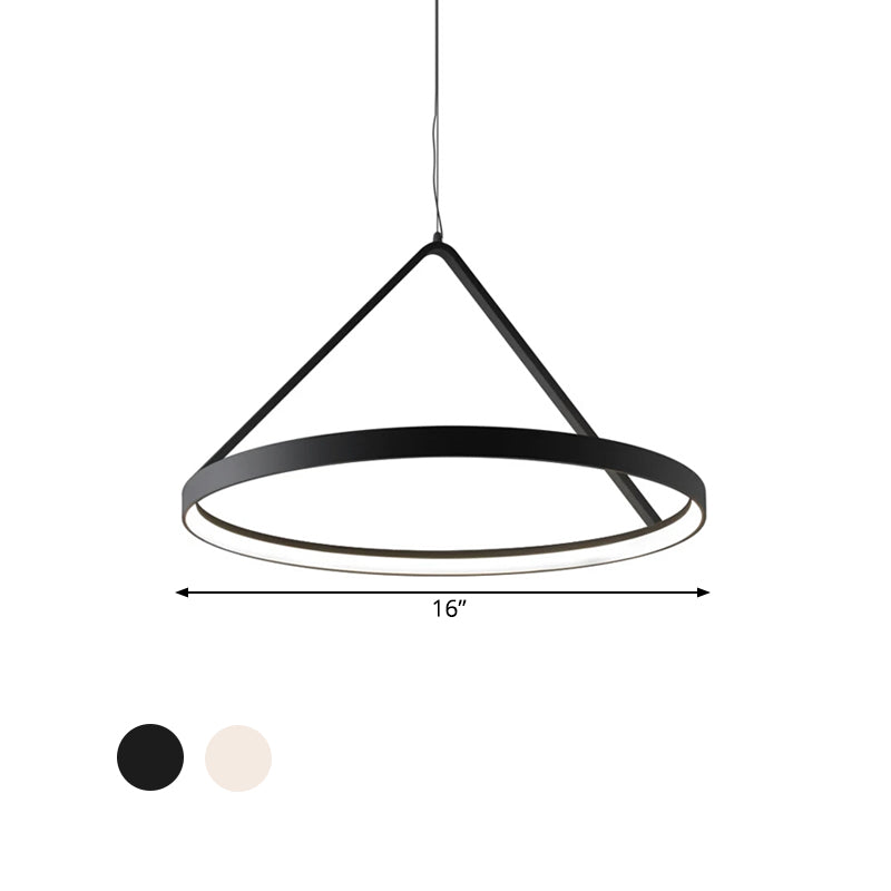 Suspension ronde minimaliste en acrylique, plafonnier à LED (16"/19,5"/23,5"), noir/blanc