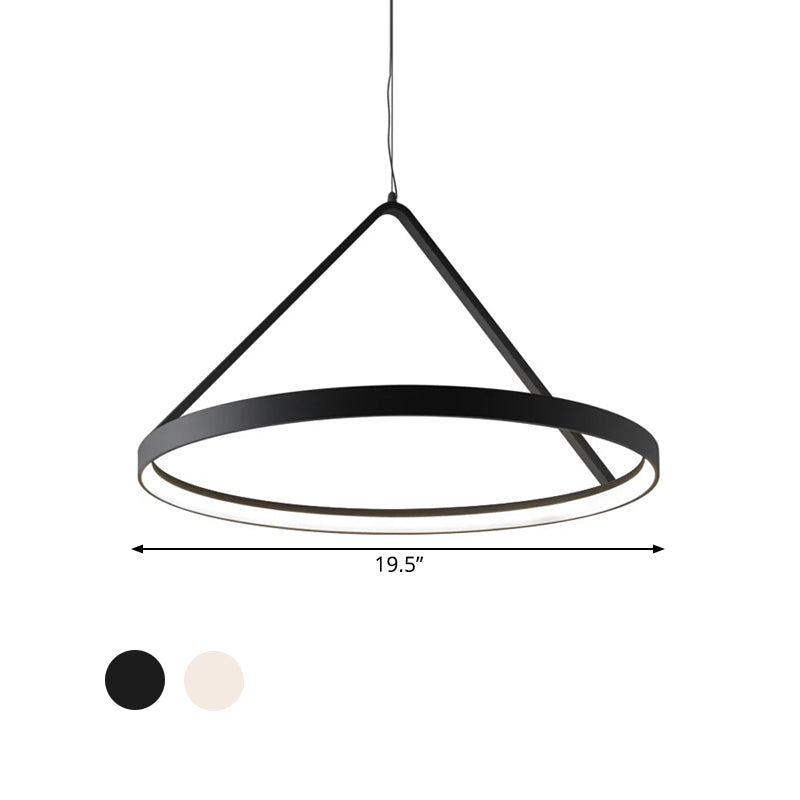 Minimalist Round Acrylic Pendant Light With Led - 3 Sizes And Black/White Color Options
