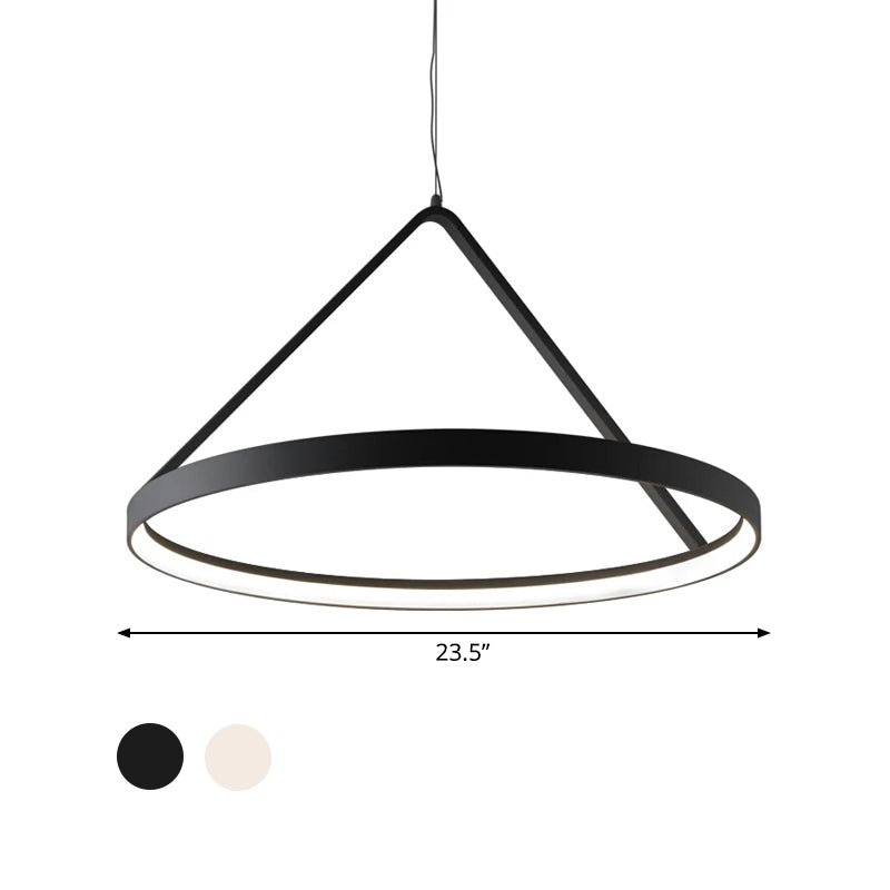 Minimalist Round Acrylic Pendant Light With Led - 3 Sizes And Black/White Color Options