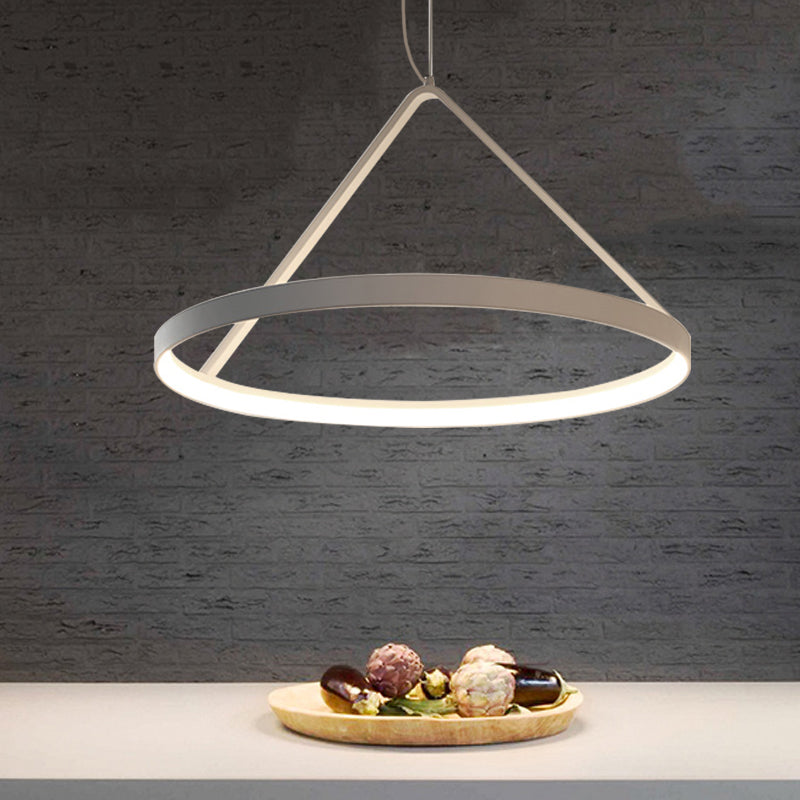 Suspension ronde minimaliste en acrylique, plafonnier à LED (16"/19,5"/23,5"), noir/blanc