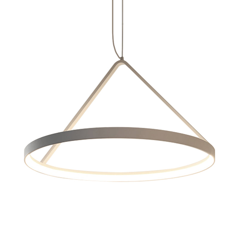 Suspension ronde minimaliste en acrylique, plafonnier à LED (16"/19,5"/23,5"), noir/blanc
