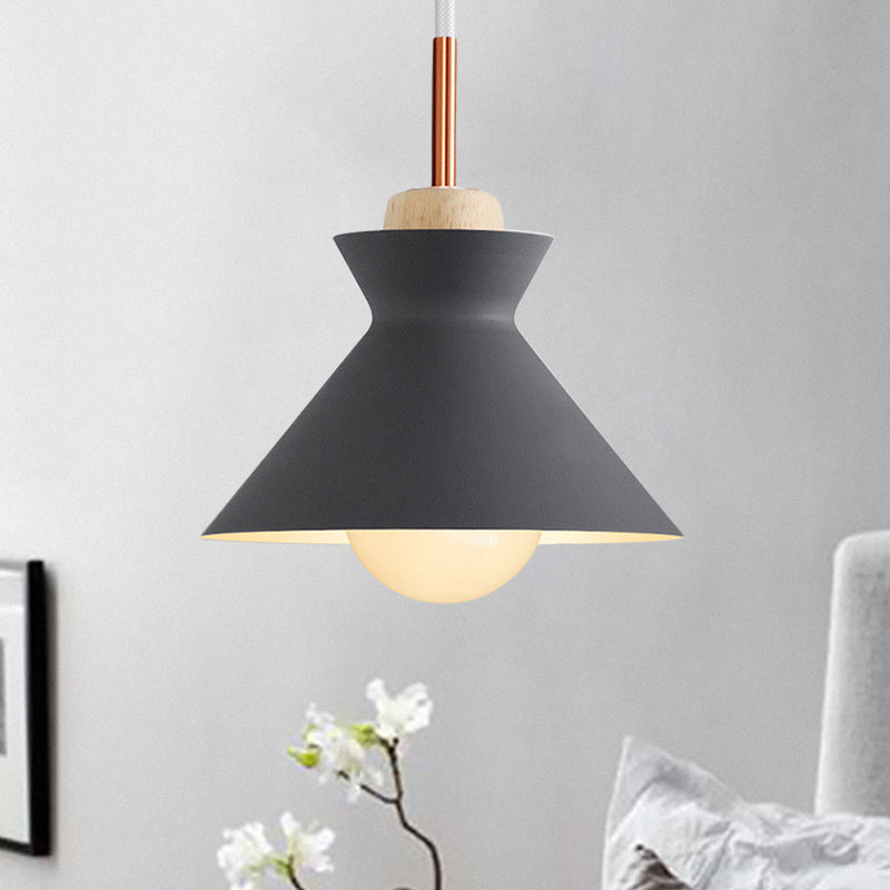 Contemporary Dome/Cone Metal Pendant Light - Grey/Yellow/Green
