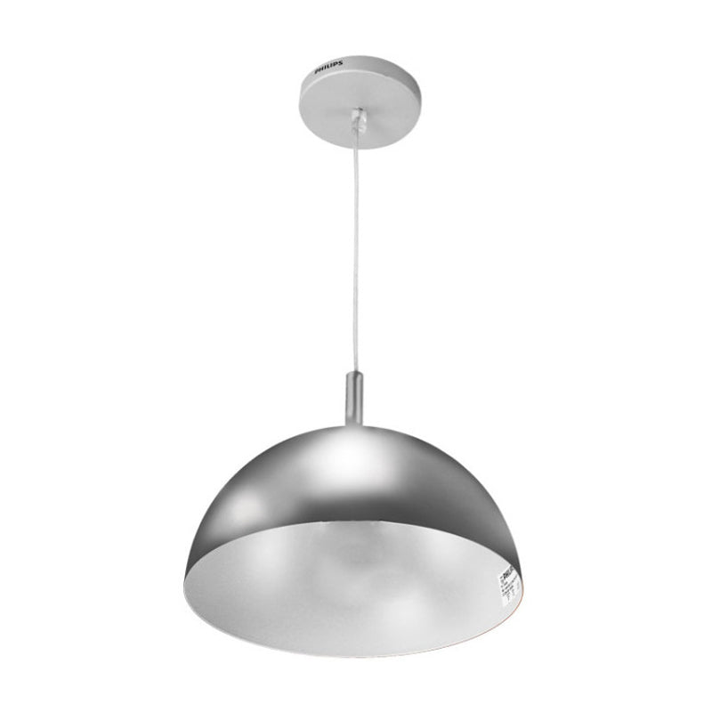 Metal Dome Ceiling Pendant Light with Simple Style Design - 1 Light Orange/Blue/Chrome Fixture for Dining Room, 10"/16" Wide