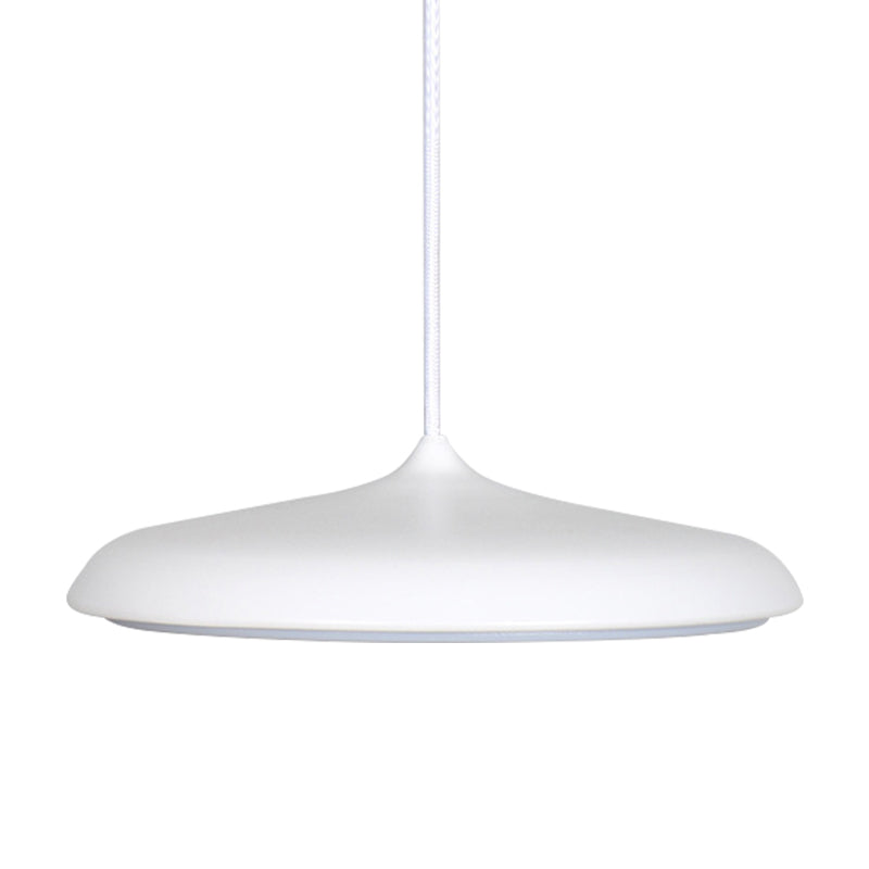 Modern Metal Disk Ceiling Pendant Light - 10"/16" Diameter - 1 Light - White/Pink/Yellow - Warm/White Hanging Lamp