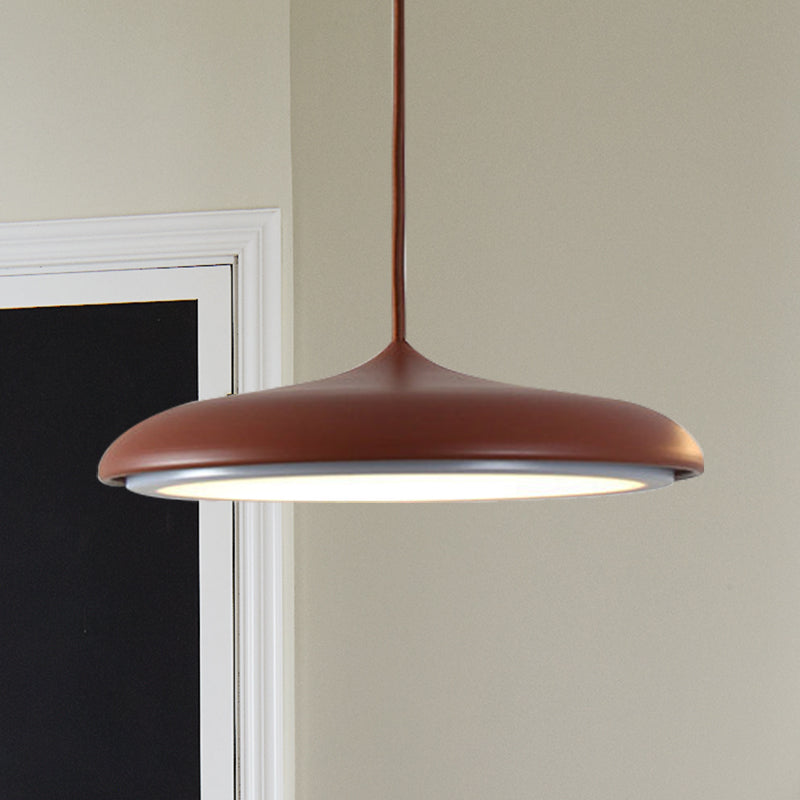 Modern Metal Disk Ceiling Pendant Light - 10"/16" Diameter - 1 Light - White/Pink/Yellow - Warm/White Hanging Lamp