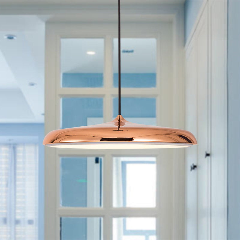 Modern Metal Disk Ceiling Pendant Light - 10"/16" Diameter - 1 Light - White/Pink/Yellow - Warm/White Hanging Lamp