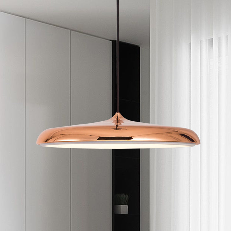 Modern Metal Disk Ceiling Pendant Light - 10"/16" Diameter - 1 Light - White/Pink/Yellow - Warm/White Hanging Lamp