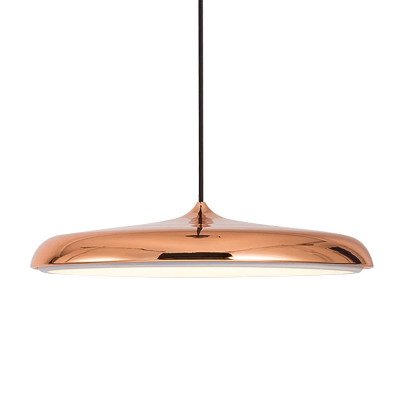 Modern Metal Disk Ceiling Pendant Light - 10"/16" Diameter - 1 Light - White/Pink/Yellow - Warm/White Hanging Lamp