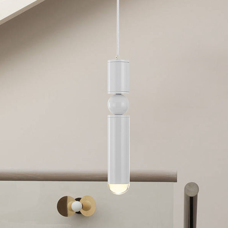 Modern Tube Hanging Light - Metal Black/White/Brass LED Suspension Pendant in Warm Light, Ideal for Dining Rooms