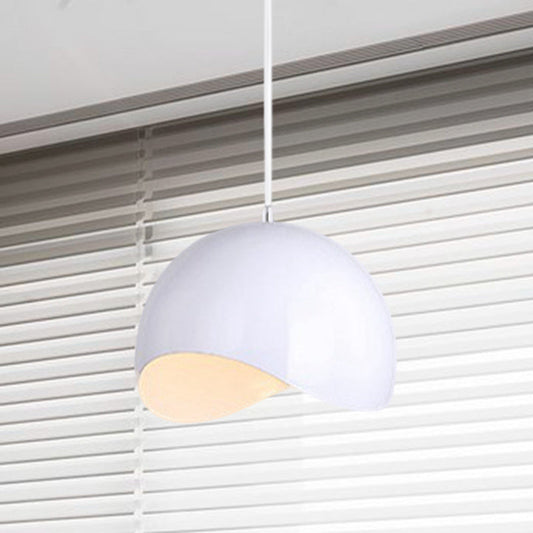 Modern Metal Dome Ceiling Light With Adjustable Height - Inner Pink/Yellow 1-Bulb Fixture 8/12 Width