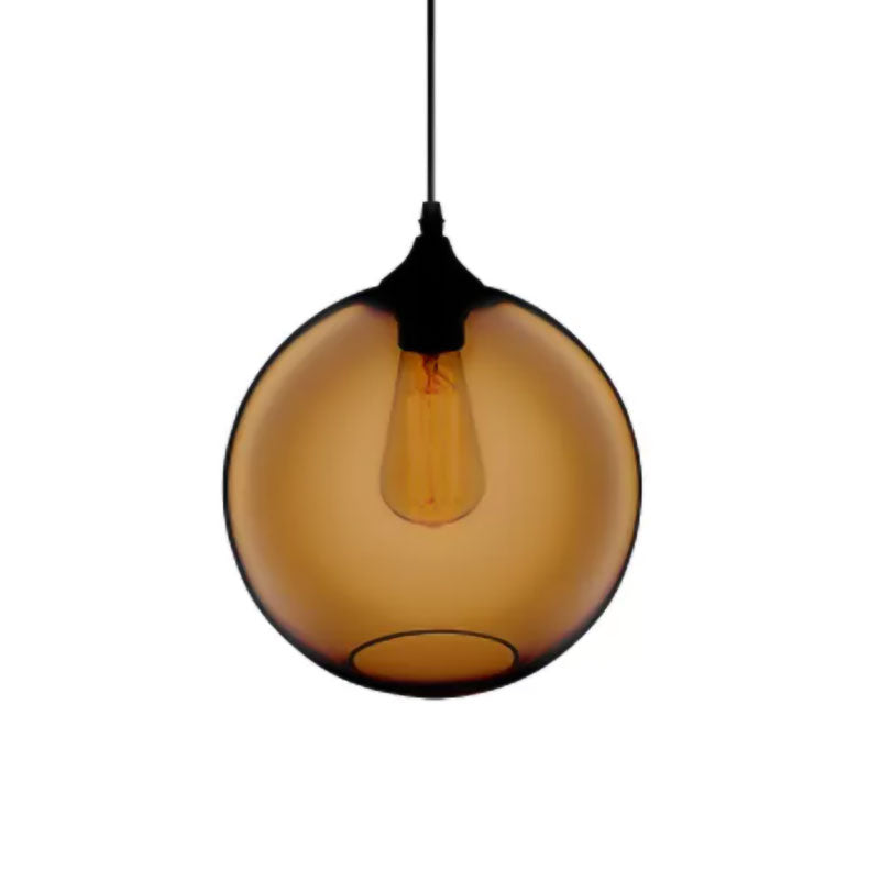 Simplicity Glass Globe Pendant Light - 1 Light, Red/Brown/Clear