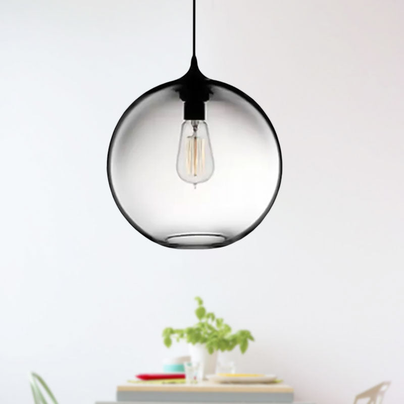Simplicity Glass Globe Pendant Light - 1 Light, Red/Brown/Clear