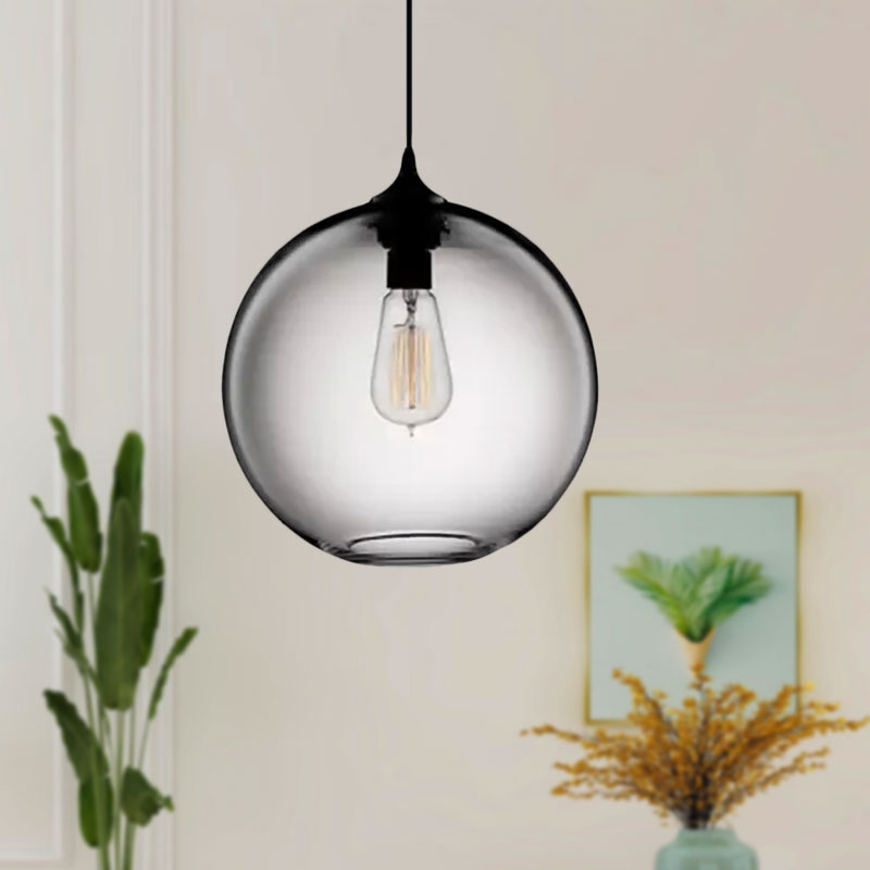 Simplicity Glass Globe Pendant Light - 1 Light, Red/Brown/Clear