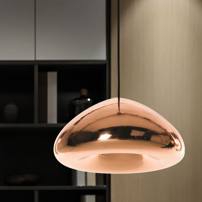 Post-Modern Glass Pendant Light - 7"/12"W Recessed Shape - 1 Light - Sliver/Gold/Rose Gold