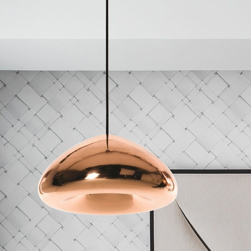 Post-Modern Glass Pendant Light - 7"/12"W Recessed Shape - 1 Light - Sliver/Gold/Rose Gold