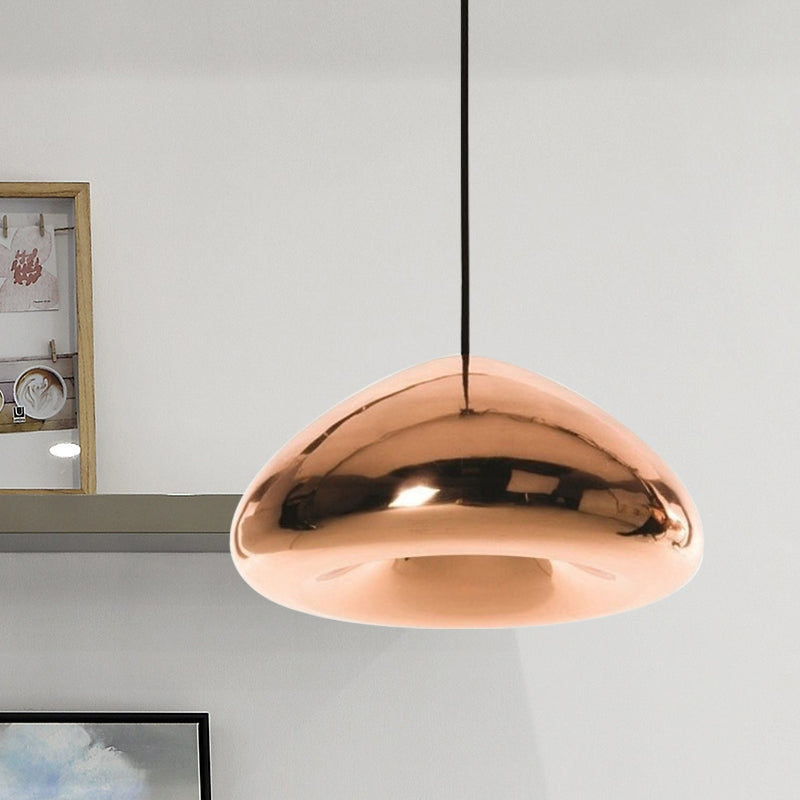 Post-Modern Glass Pendant Light - 7"/12"W Recessed Shape - 1 Light - Sliver/Gold/Rose Gold