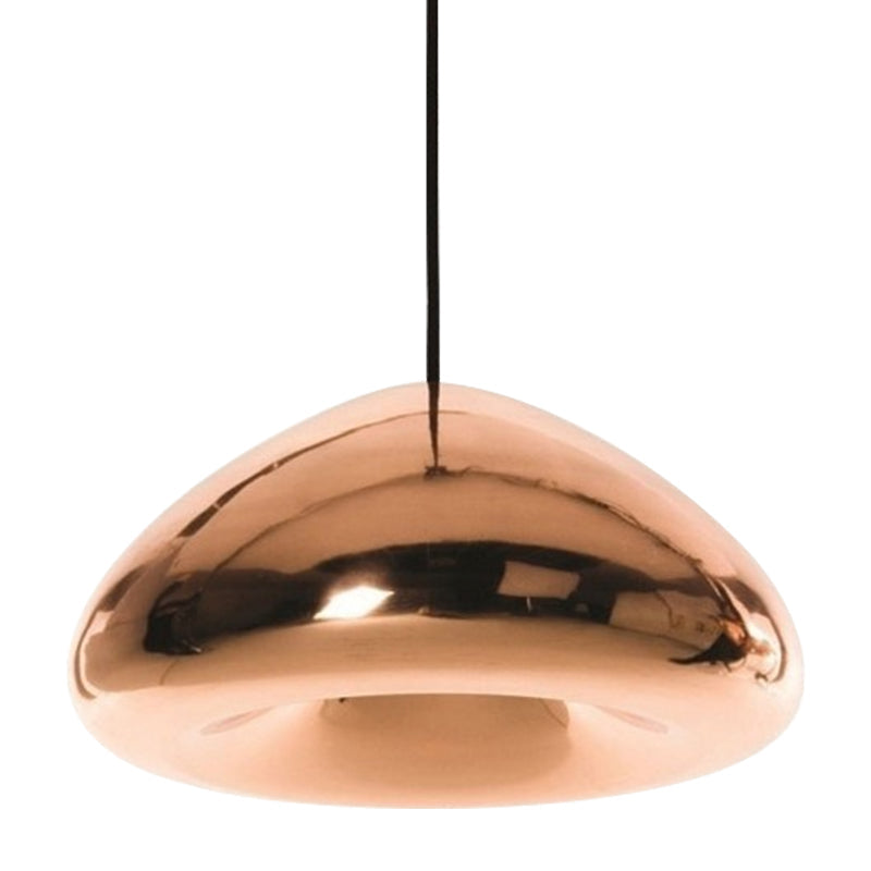 Post-Modern Glass Pendant Light - 7"/12"W Recessed Shape - 1 Light - Sliver/Gold/Rose Gold