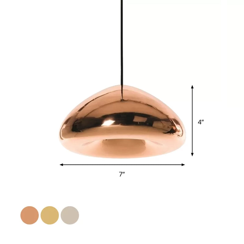 Post-Modern Glass Pendant Light - 7"/12"W Recessed Shape - 1 Light - Sliver/Gold/Rose Gold