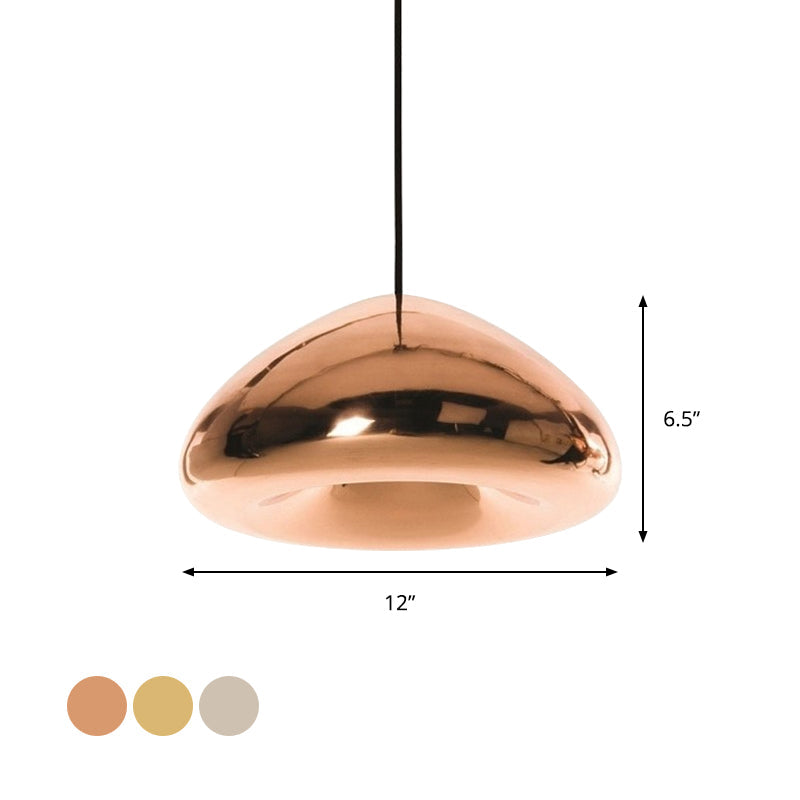 Post-Modern Glass Pendant Light - 7"/12"W Recessed Shape - 1 Light - Sliver/Gold/Rose Gold