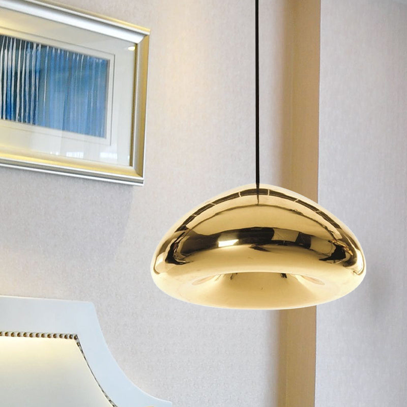 Post-Modern Glass Pendant Light - 7"/12"W Recessed Shape - 1 Light - Sliver/Gold/Rose Gold