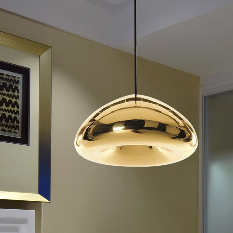 Post-Modern Glass Pendant Light - 7"/12"W Recessed Shape - 1 Light - Sliver/Gold/Rose Gold