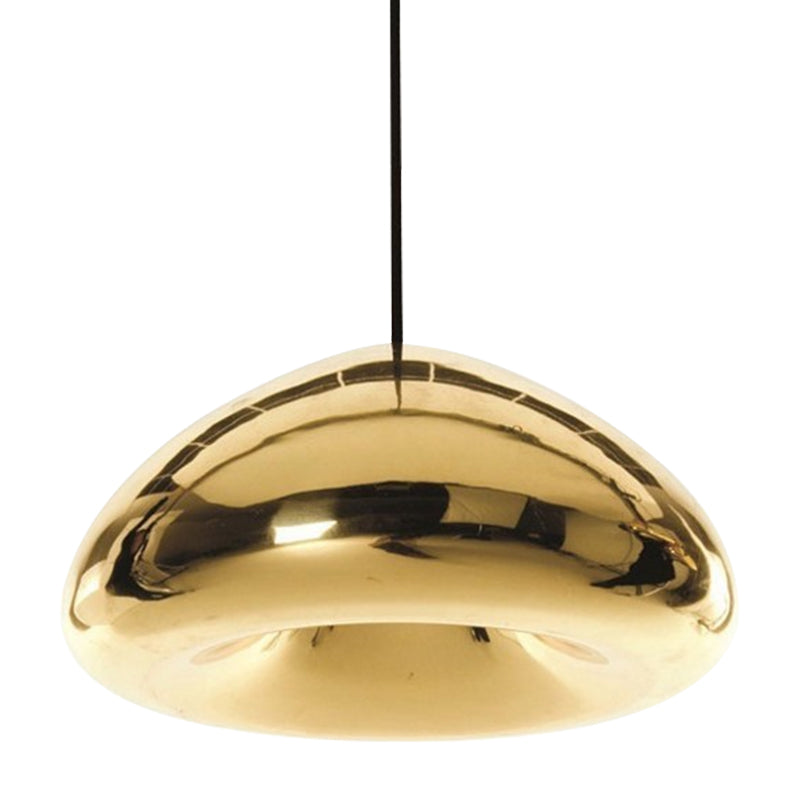 Post-Modern Glass Pendant Light - 7"/12"W Recessed Shape - 1 Light - Sliver/Gold/Rose Gold
