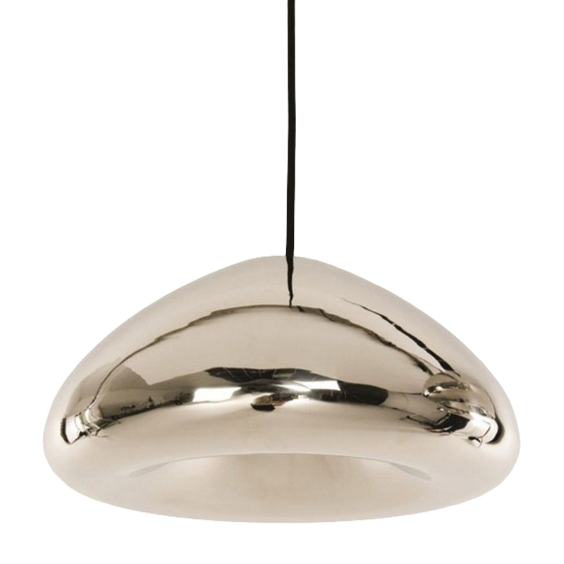 Post-Modern Glass Pendant Light - 7"/12"W Recessed Shape - 1 Light - Sliver/Gold/Rose Gold