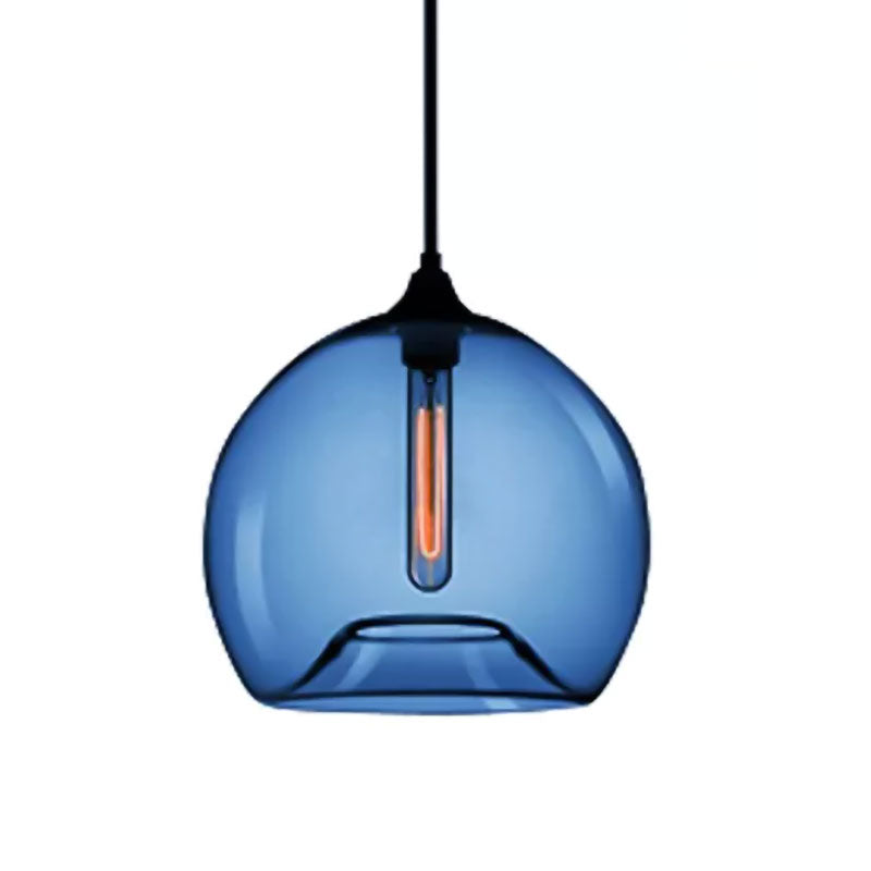 Modern Glass Ball Shade Suspension Light - Red/Brown/Blue Hanging Ceiling Light