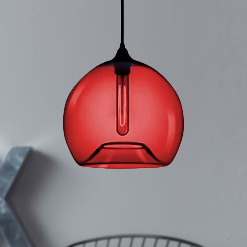 Modern Glass Ball Shade Suspension Light - Red/Brown/Blue Hanging Ceiling Light