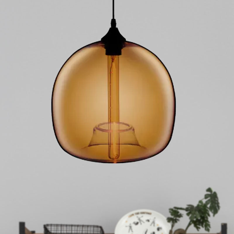 Modern Glass Ball Shade Suspension Light - Red/Brown/Blue Hanging Ceiling Light