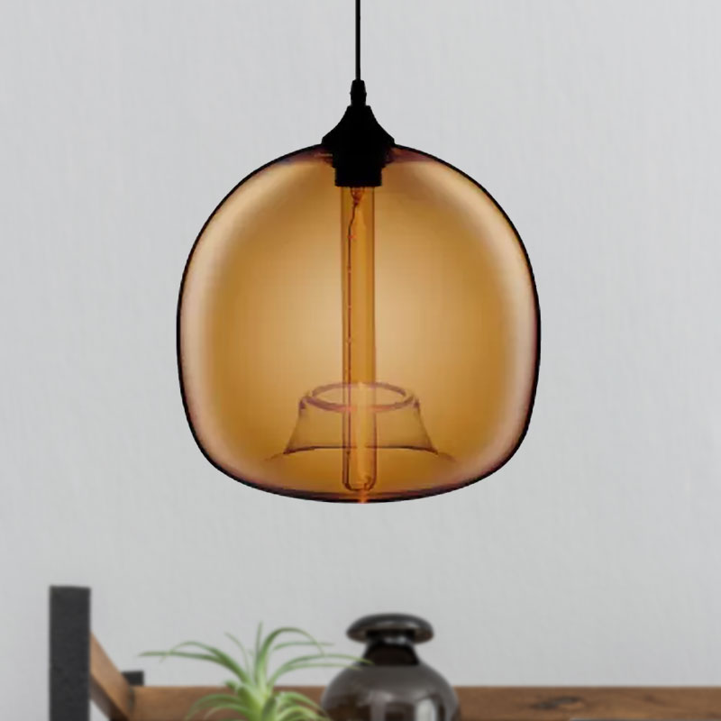 Modern Glass Ball Shade Suspension Light - Red/Brown/Blue Hanging Ceiling Light